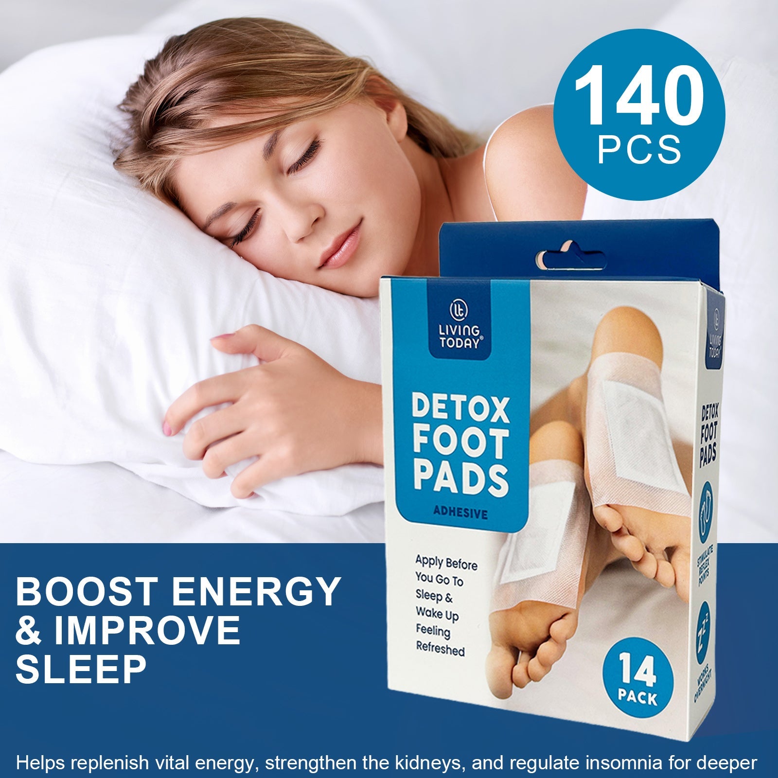 140 Pcs Cleansing Detox Foot Pads – 100% Natural Herbal Detox Patches (12 × 10 cm)